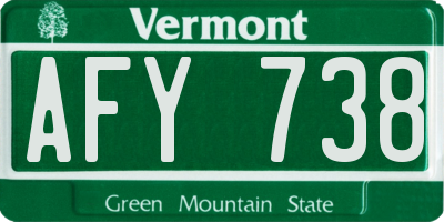 VT license plate AFY738