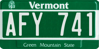 VT license plate AFY741