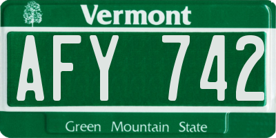 VT license plate AFY742