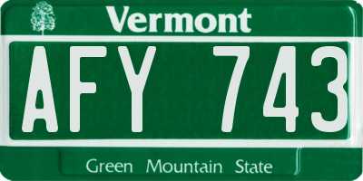 VT license plate AFY743