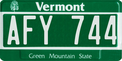 VT license plate AFY744