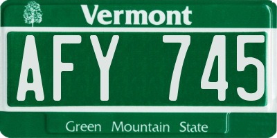 VT license plate AFY745
