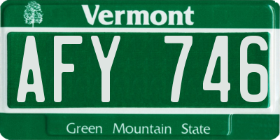 VT license plate AFY746