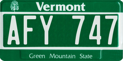 VT license plate AFY747