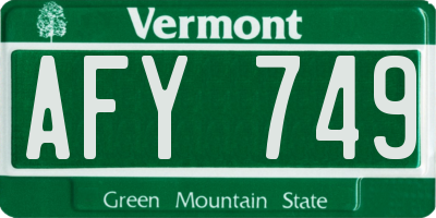 VT license plate AFY749