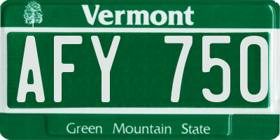 VT license plate AFY750