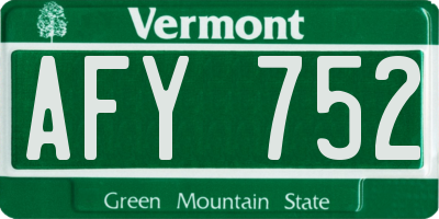 VT license plate AFY752
