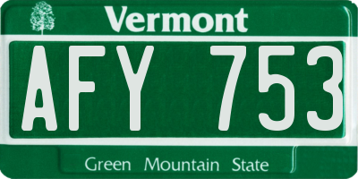 VT license plate AFY753