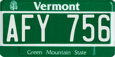 VT license plate AFY756