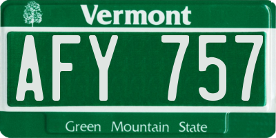 VT license plate AFY757