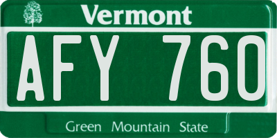 VT license plate AFY760
