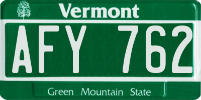 VT license plate AFY762