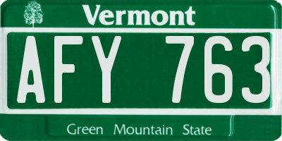 VT license plate AFY763