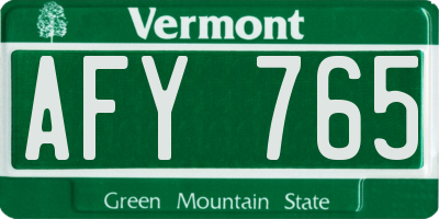 VT license plate AFY765