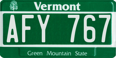 VT license plate AFY767