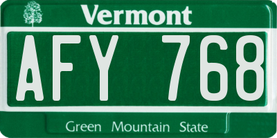 VT license plate AFY768