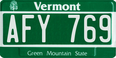 VT license plate AFY769
