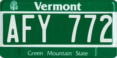 VT license plate AFY772