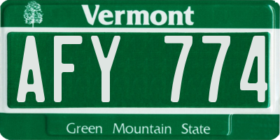 VT license plate AFY774