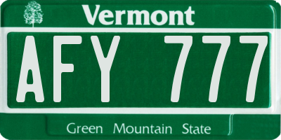VT license plate AFY777