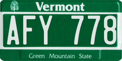 VT license plate AFY778