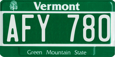 VT license plate AFY780