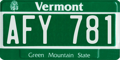 VT license plate AFY781