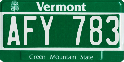 VT license plate AFY783