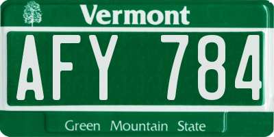 VT license plate AFY784