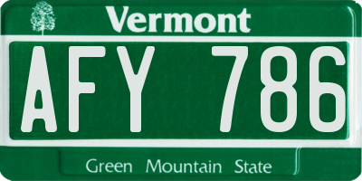 VT license plate AFY786