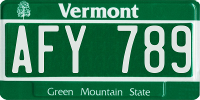 VT license plate AFY789