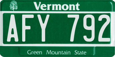 VT license plate AFY792