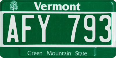 VT license plate AFY793