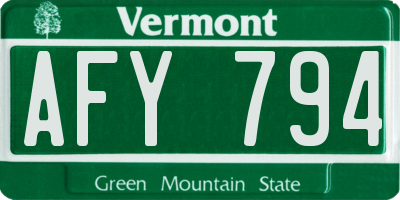 VT license plate AFY794