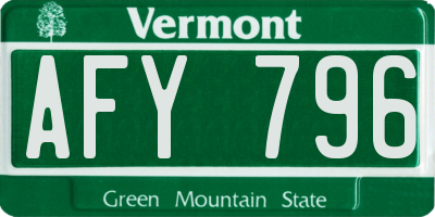 VT license plate AFY796