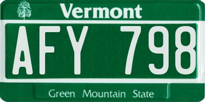 VT license plate AFY798