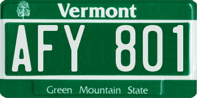 VT license plate AFY801