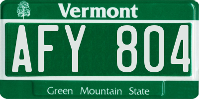 VT license plate AFY804