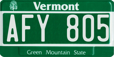 VT license plate AFY805