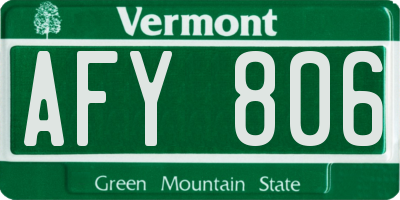 VT license plate AFY806