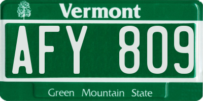 VT license plate AFY809