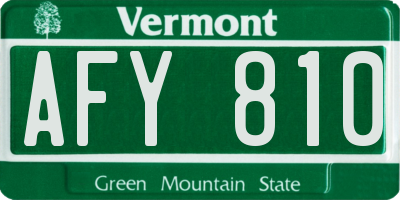 VT license plate AFY810