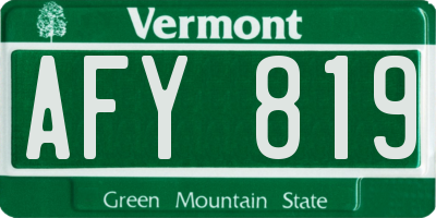 VT license plate AFY819