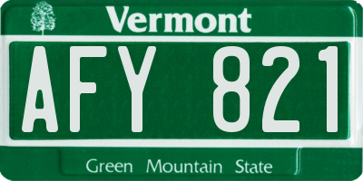 VT license plate AFY821