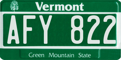 VT license plate AFY822