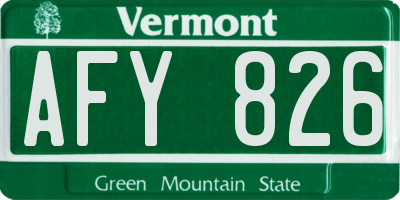 VT license plate AFY826