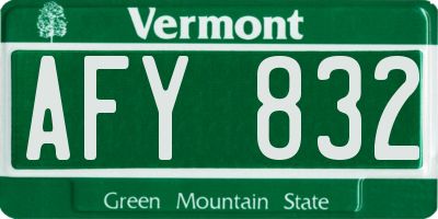 VT license plate AFY832