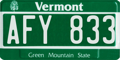 VT license plate AFY833
