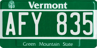 VT license plate AFY835