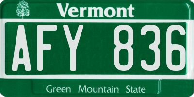 VT license plate AFY836